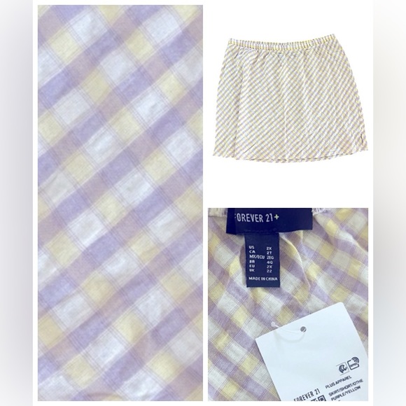 NWT Forever 21 Purple Yellow Plaid Skirt 1X - Picture 6 of 6
